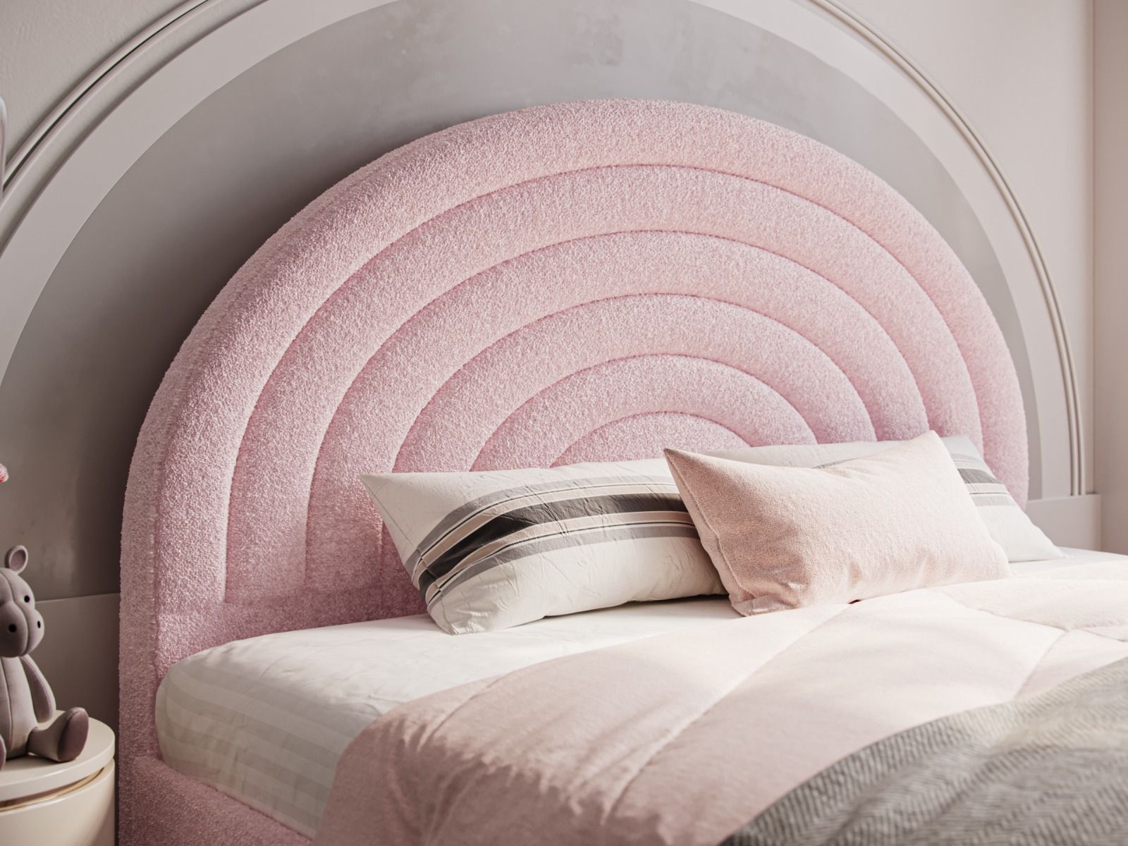 Flair Ava Double Boucle Bed Frame Pink