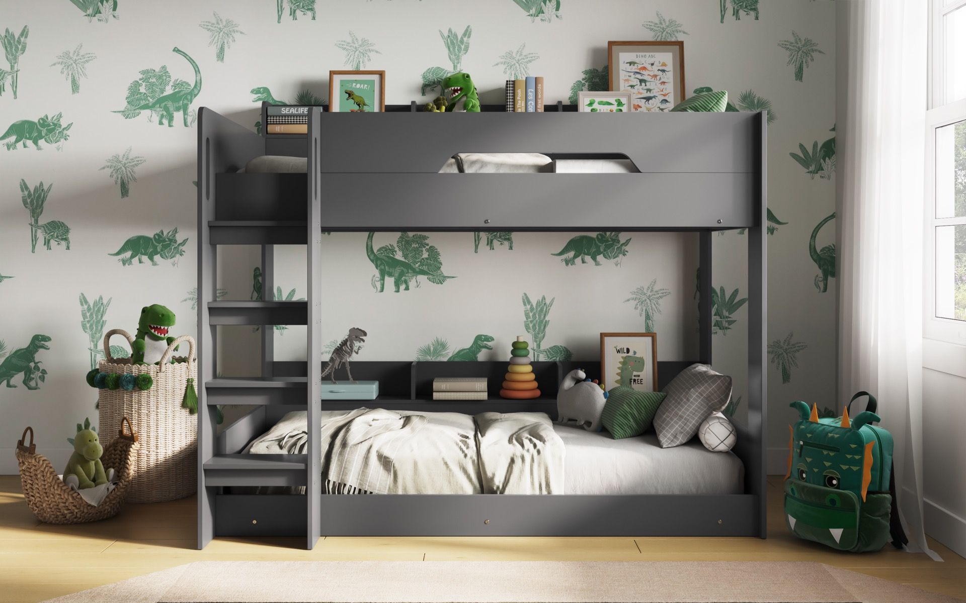 Flair Gravity Low Bunk Bed with Shelves