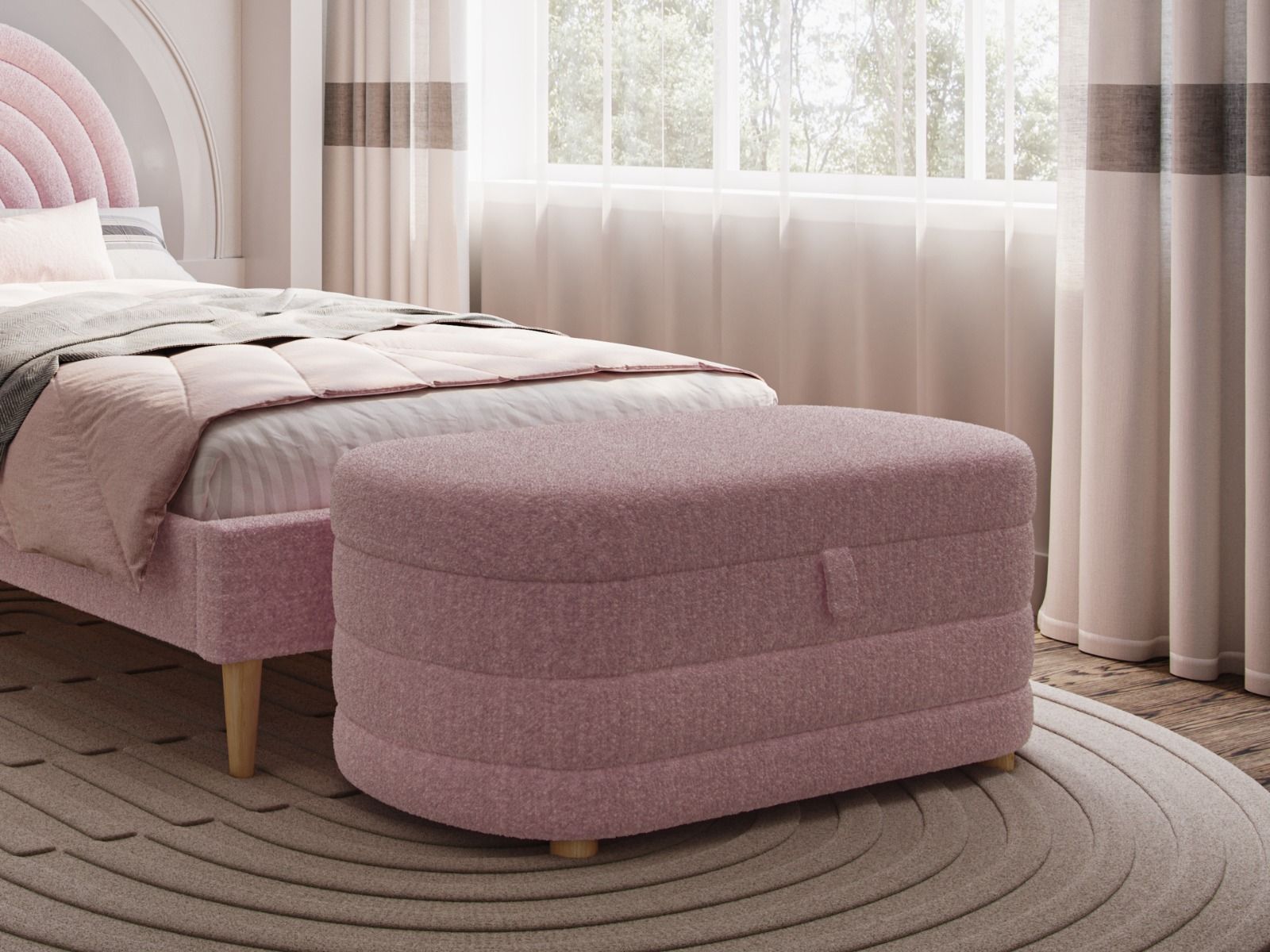 Flair Ava Double Boucle Bed Frame Pink
