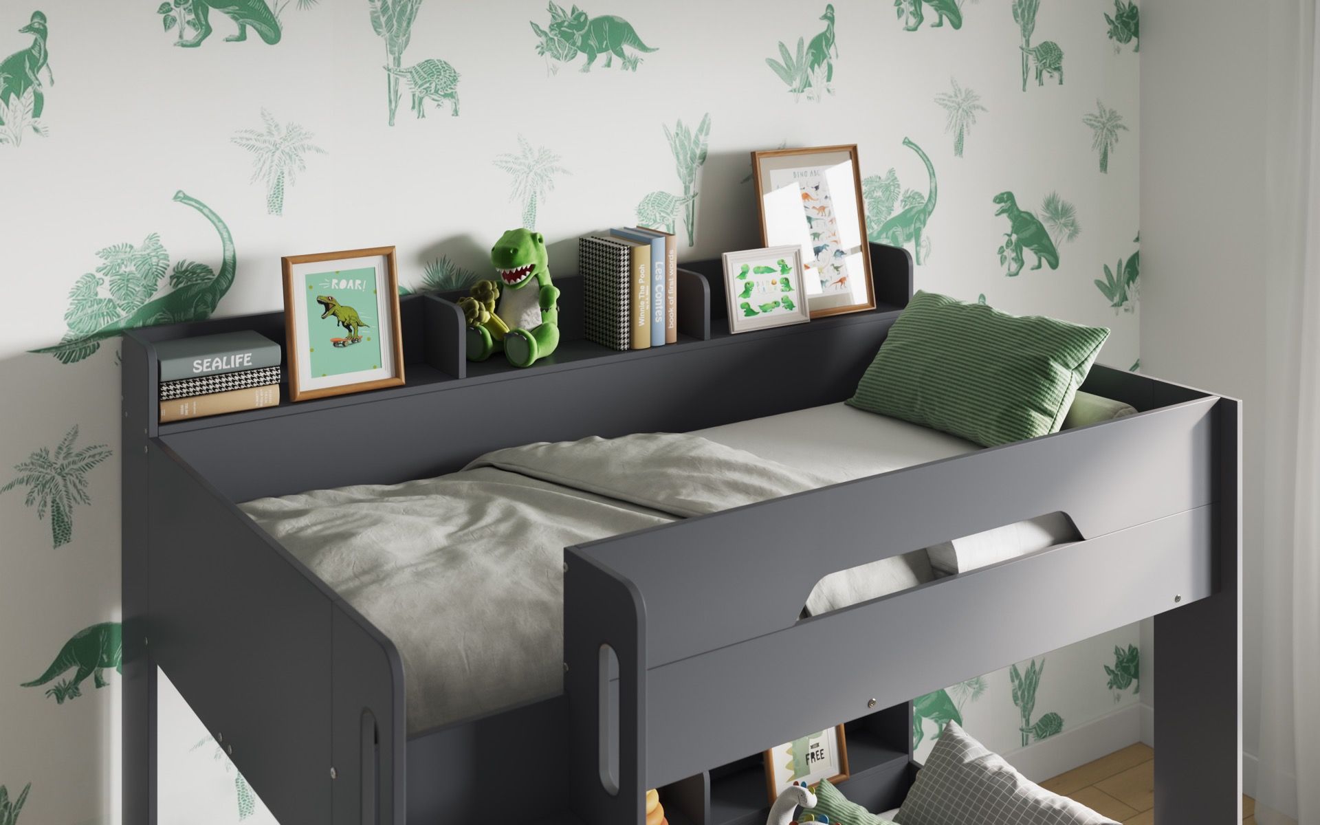 Flair Gravity Low Bunk Bed with Shelves