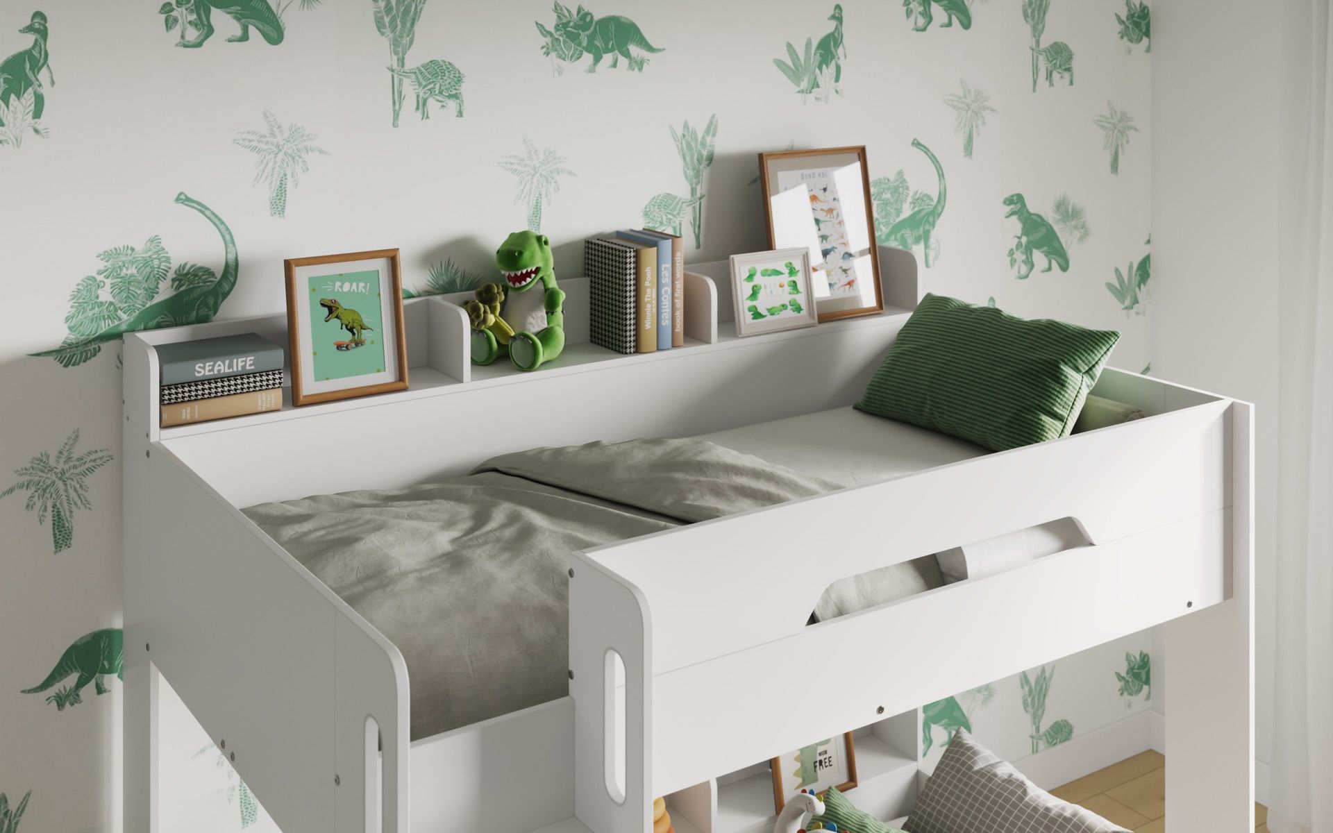 Flair Gravity Low Bunk Bed with Shelves