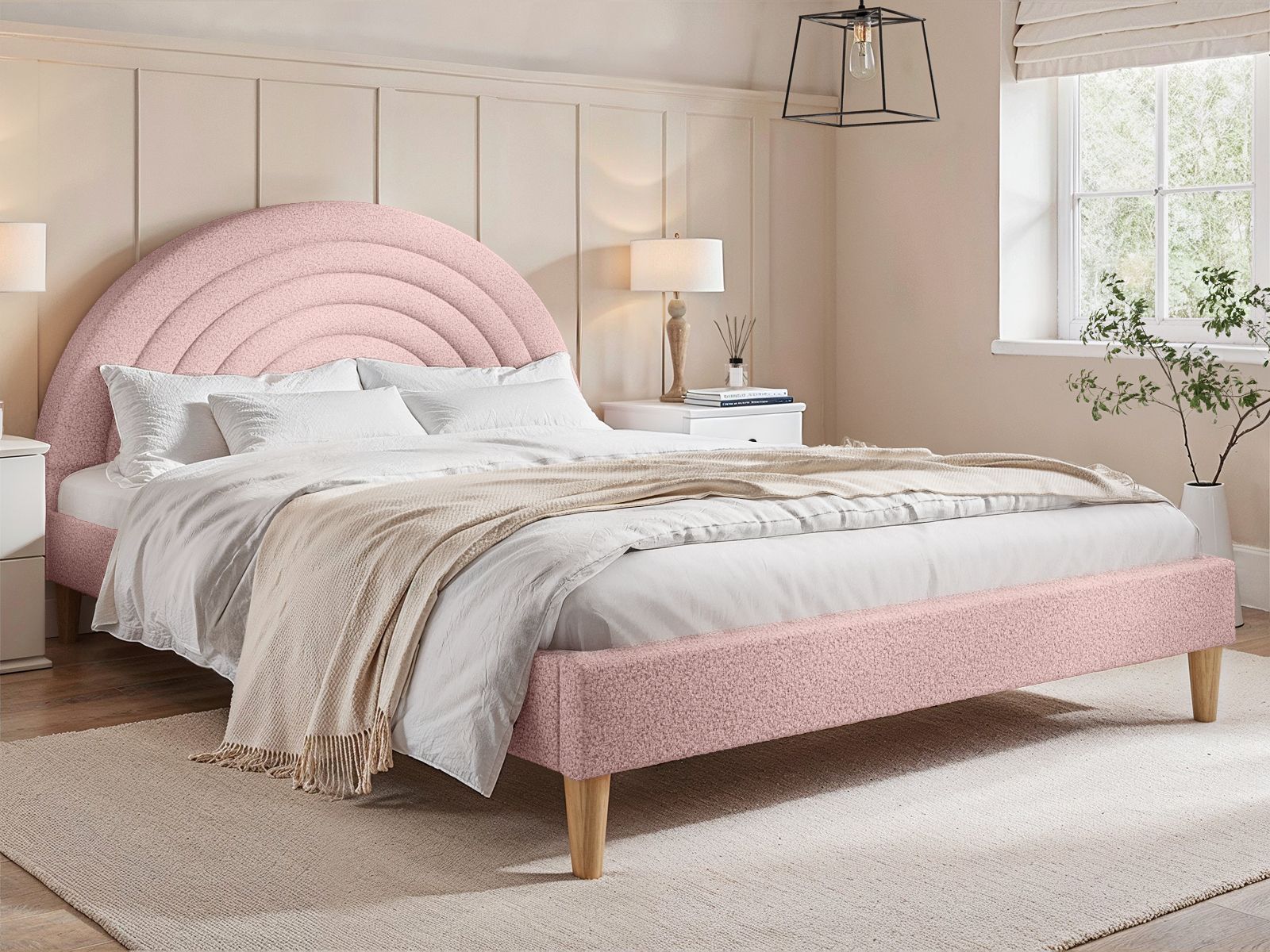 Flair Ava Double Boucle Bed Frame Pink