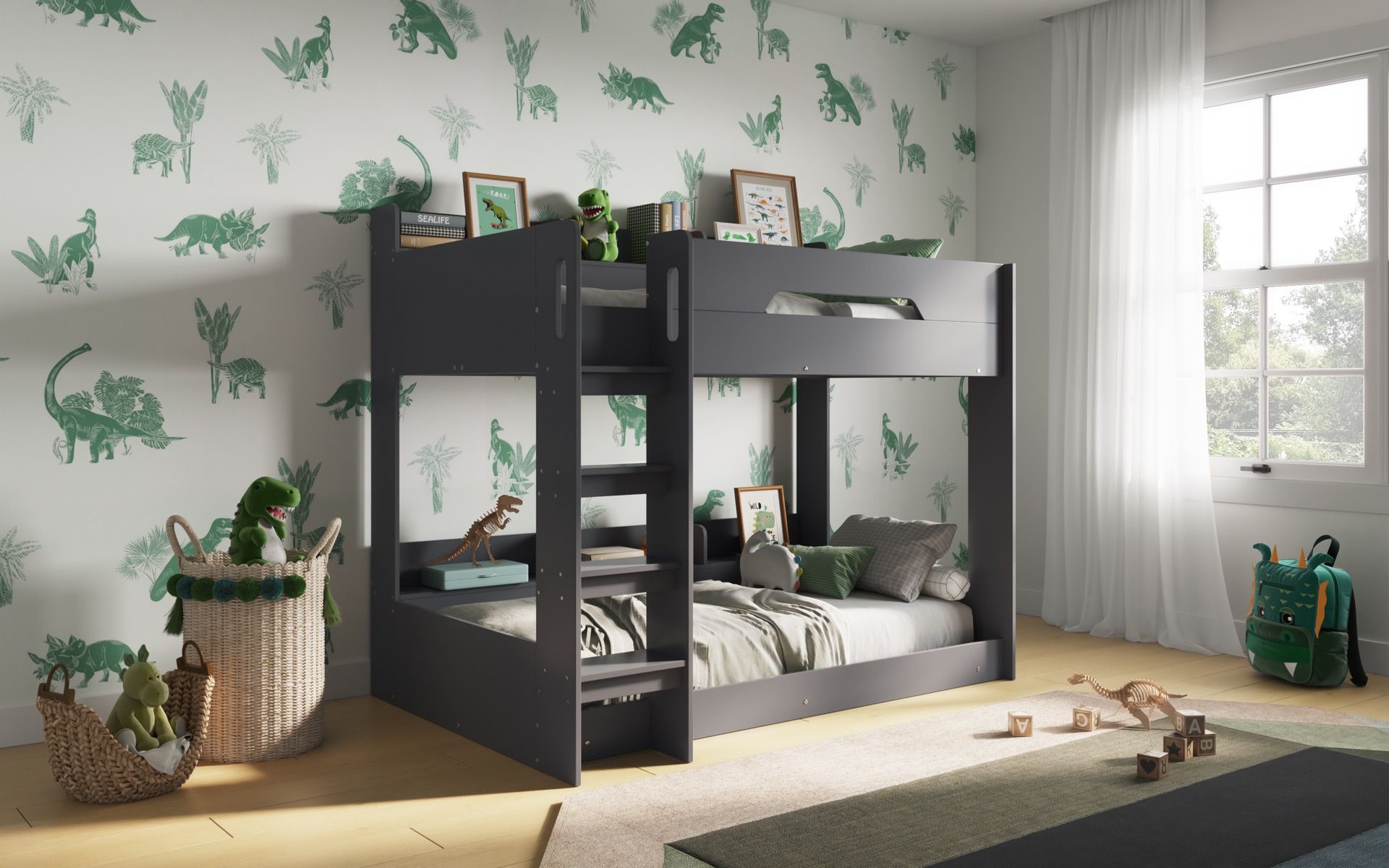 Flair Gravity Low Bunk Bed with Shelves