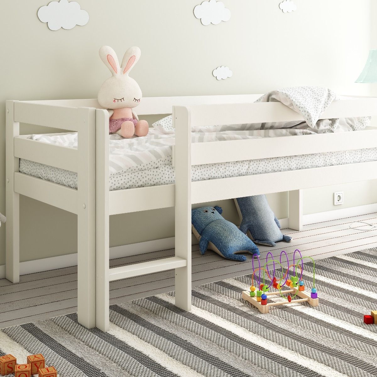 Noomi Solid Wood Shorty Mid Sleeper White (FSC-Certified)