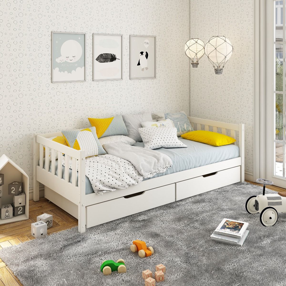 Noomi Froya Solid Wood Grow-with-Me House Bed White (FSC-Certified)