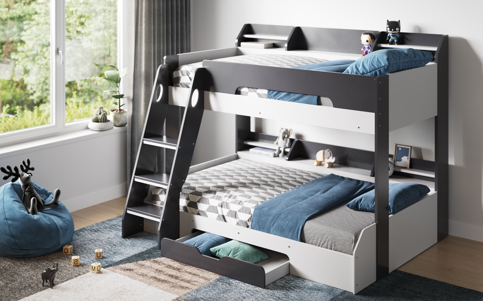 Flair Flick Triple Storage Bunk Bed Grey