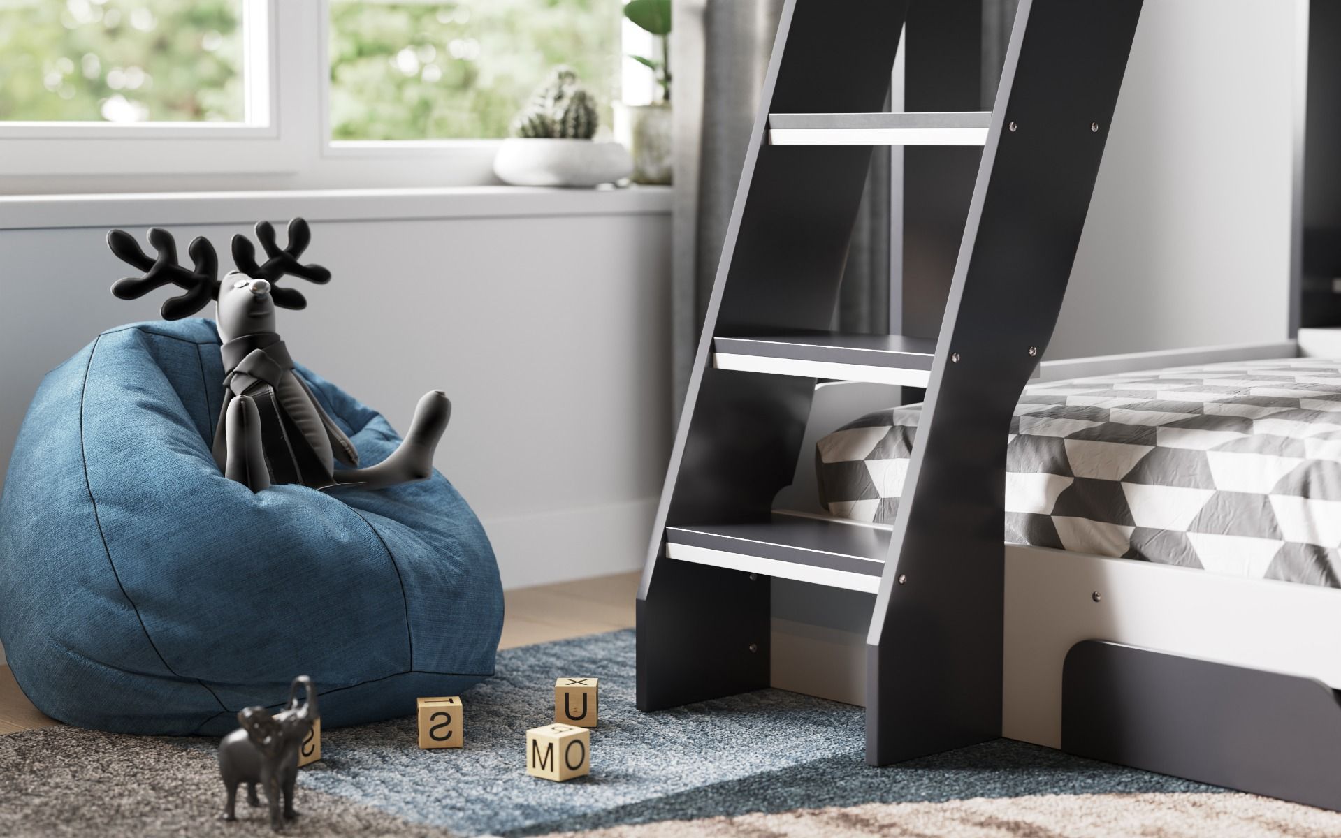 Flair Flick Triple Storage Bunk Bed Grey