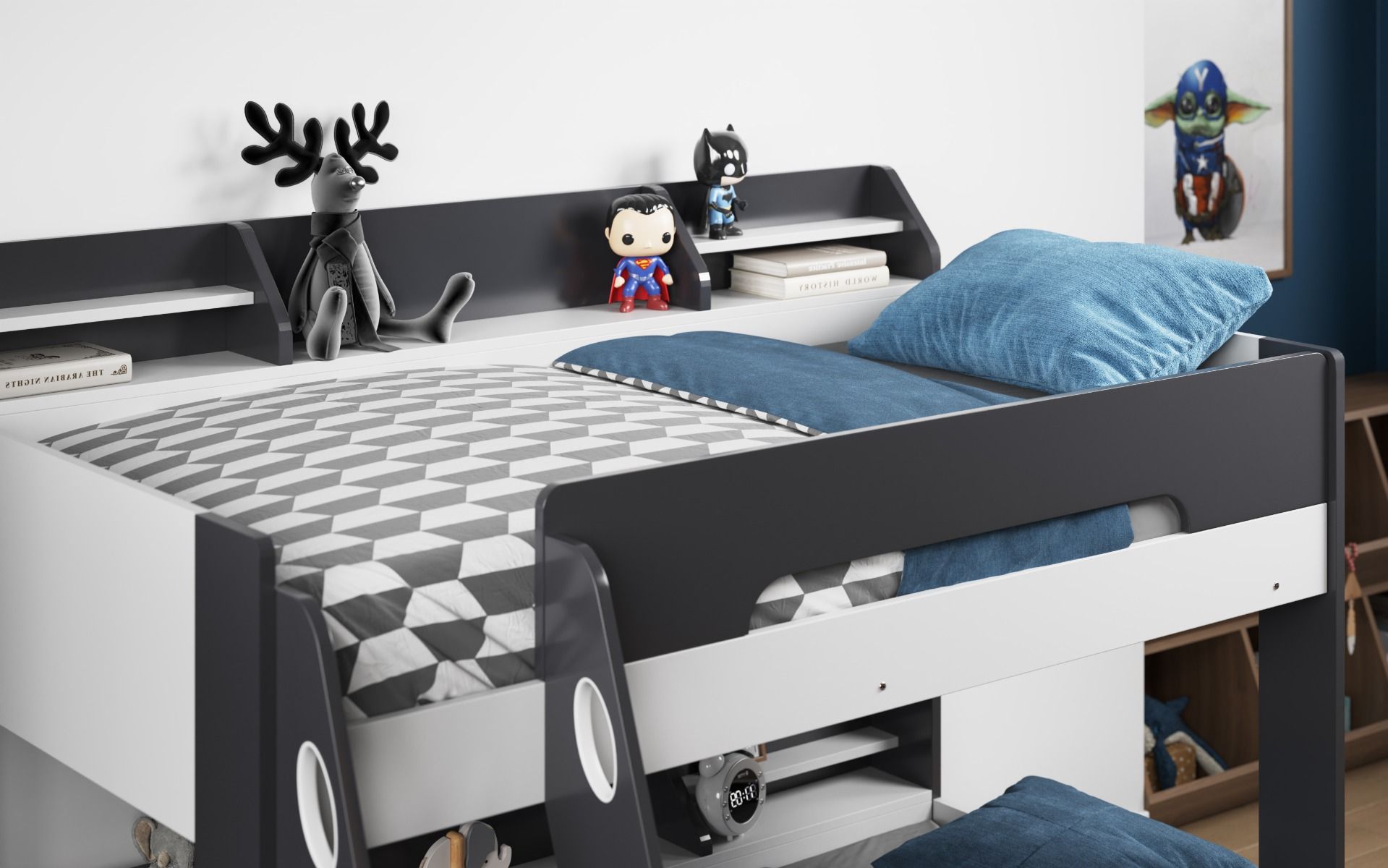Flair Flick Triple Storage Bunk Bed Grey