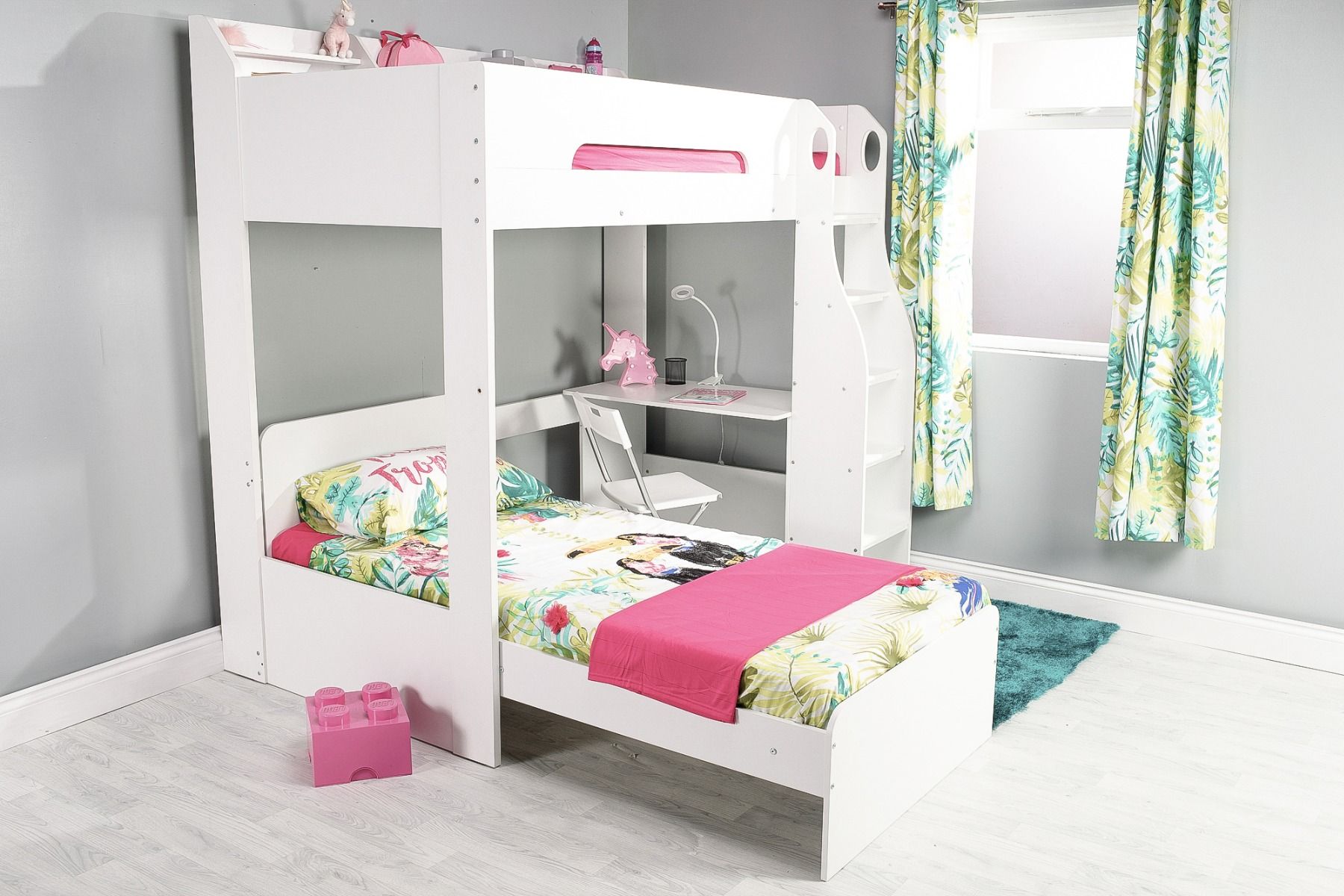 Flair Cosmic Futon High Sleeper with Desk White