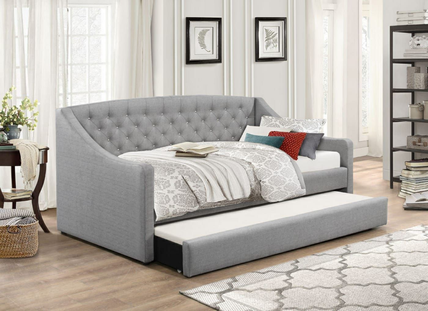 Flair Aurora Daybed with Trundle Grey Linen