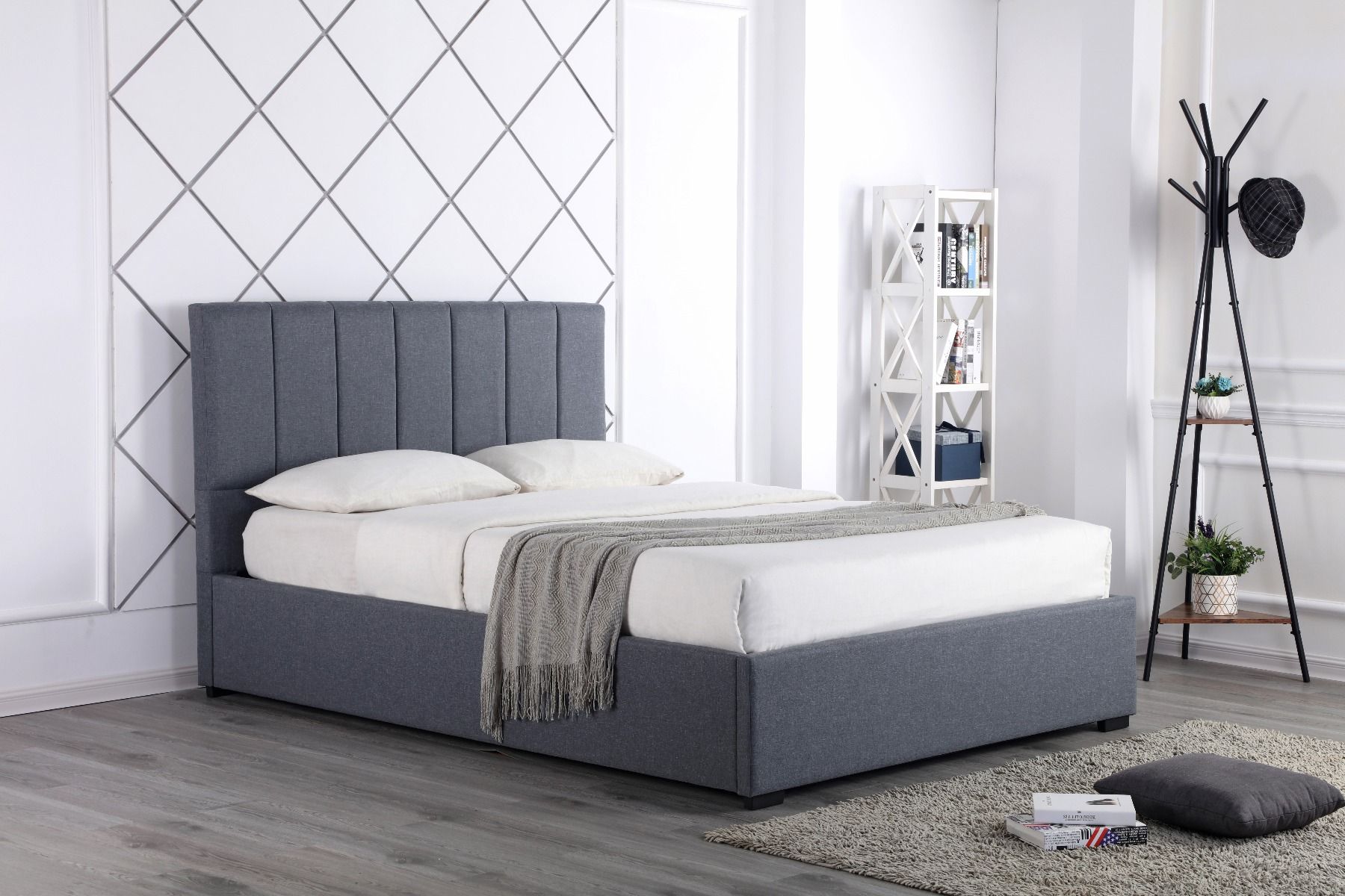 Flair Waltz Fabric Ottoman Bed Grey