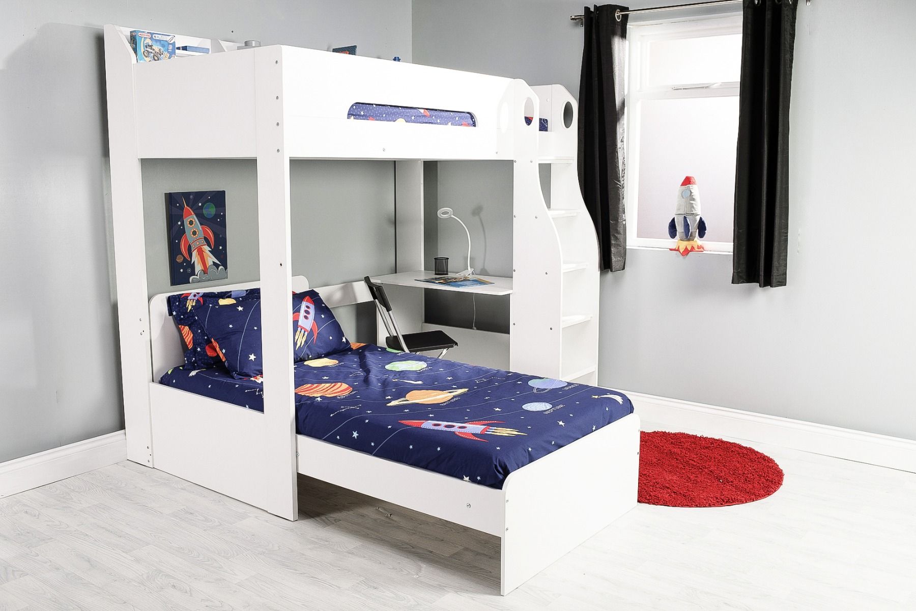 Flair Cosmic Futon High Sleeper with Desk White