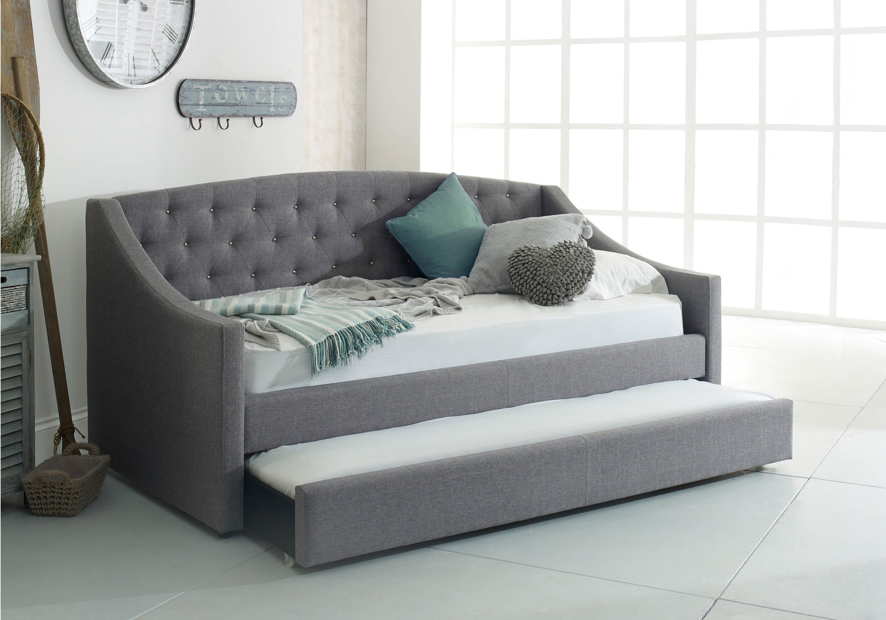 Flair Aurora Daybed with Trundle Grey Linen