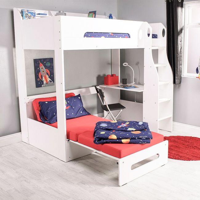 Flair Cosmic Futon High Sleeper with Desk White