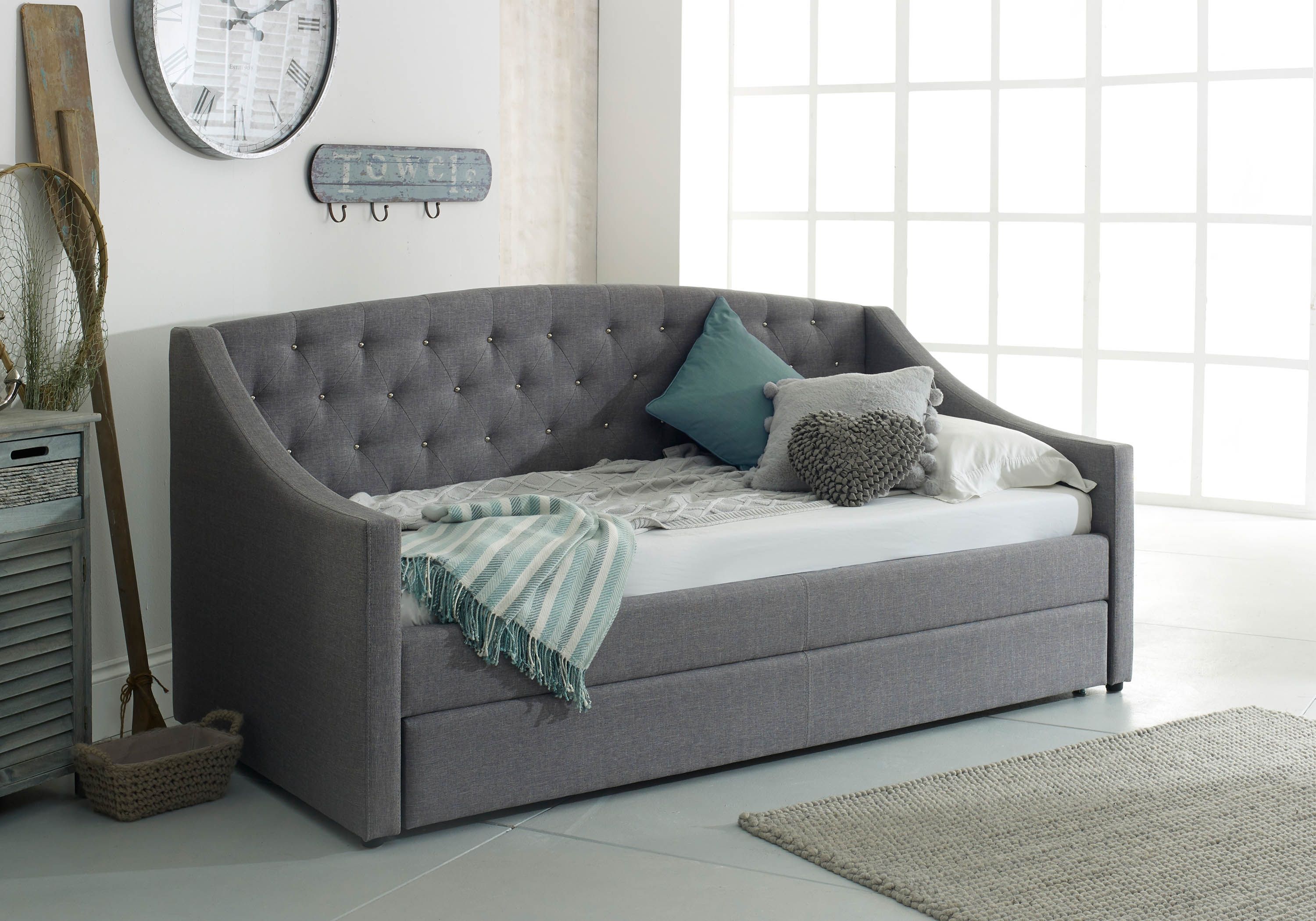 Flair Aurora Daybed with Trundle Grey Linen