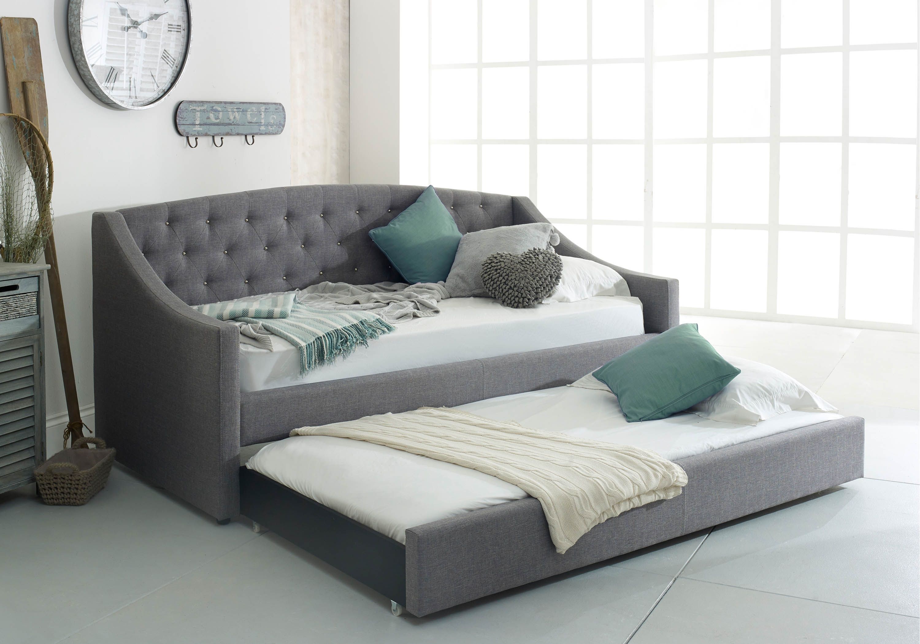 Flair Aurora Daybed with Trundle Grey Linen