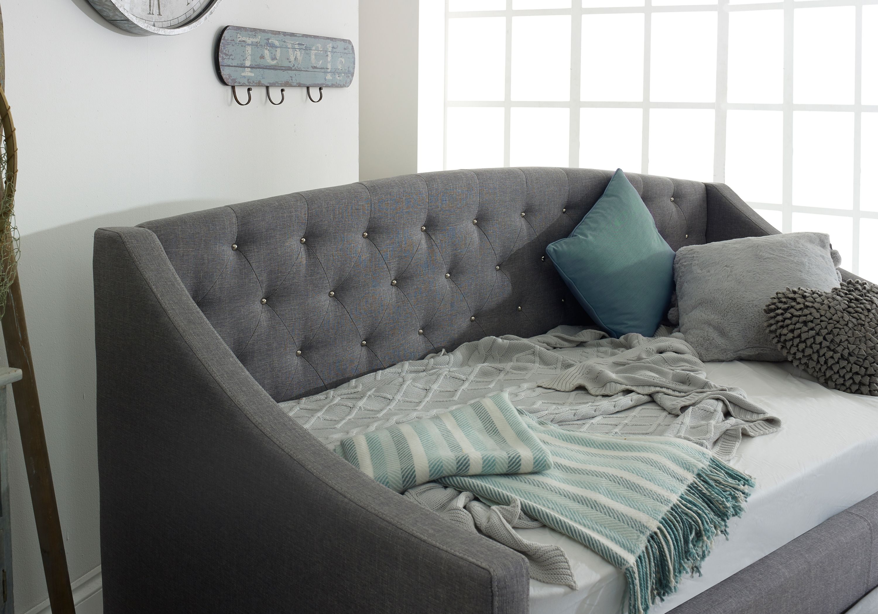 Flair Aurora Daybed with Trundle Grey Linen