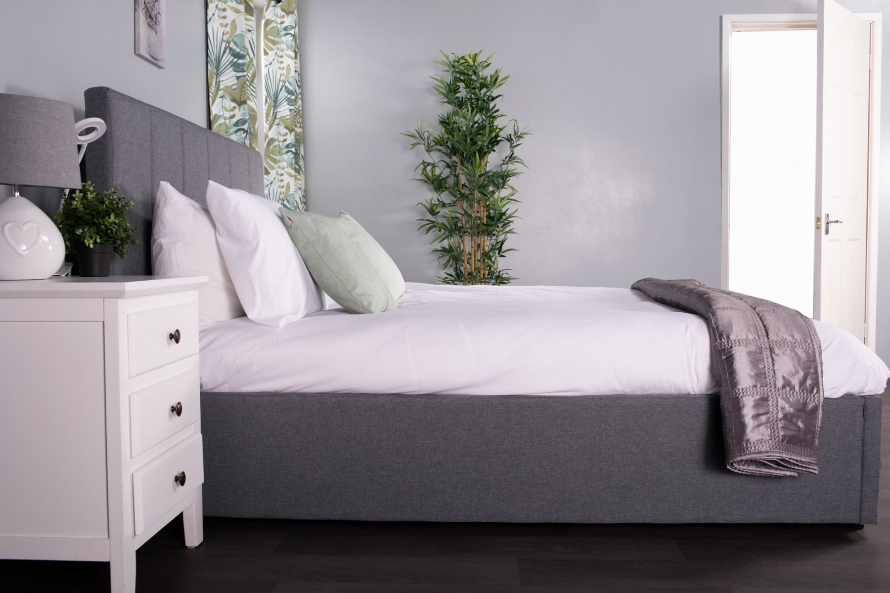 Flair Waltz Fabric Ottoman Bed Grey