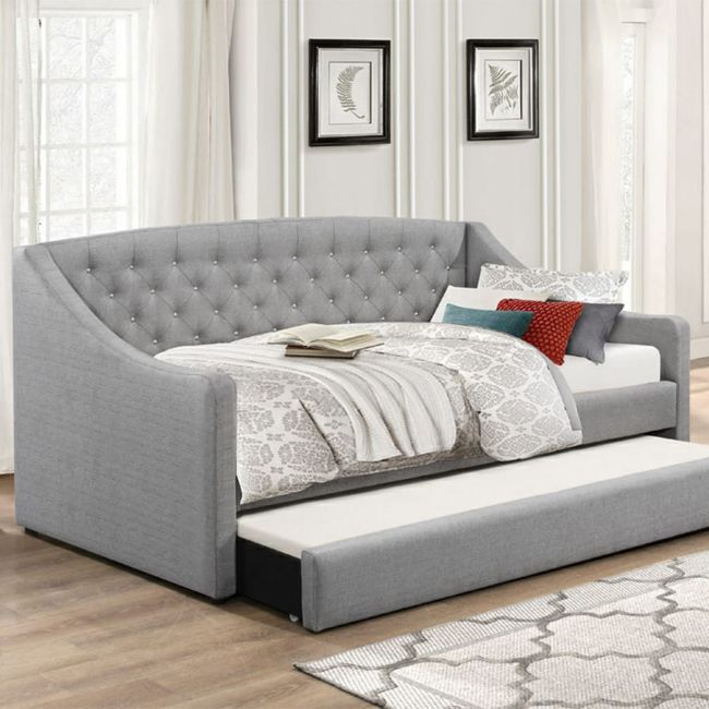 Flair Aurora Daybed with Trundle Grey Linen