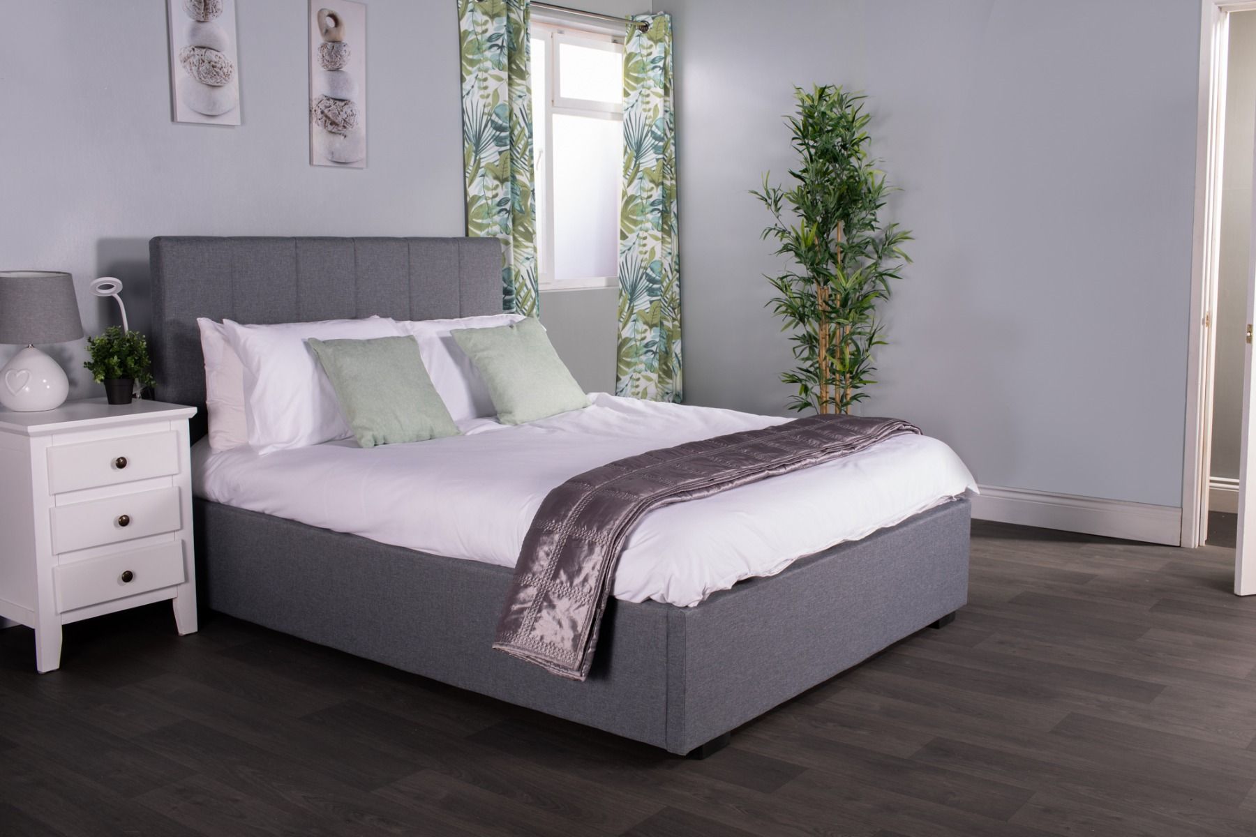 Flair Waltz Fabric Ottoman Bed Grey