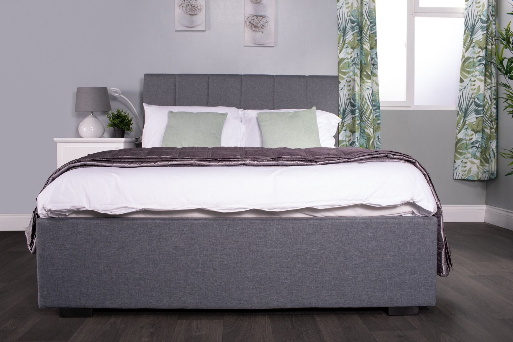 Flair Waltz Fabric Ottoman Bed Grey