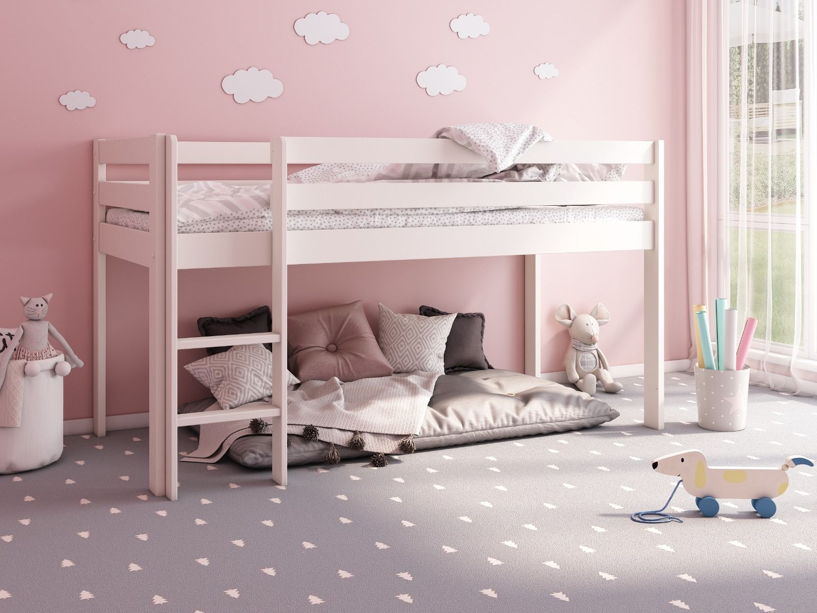Noomi Nora Wooden Mid Sleeper Bed Solid Wood (FSC-Certified)