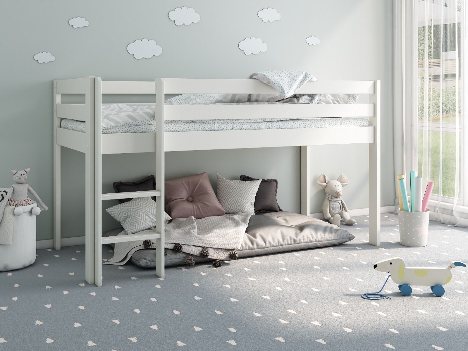 Noomi Nora Wooden Mid Sleeper Bed Solid Wood (FSC-Certified)