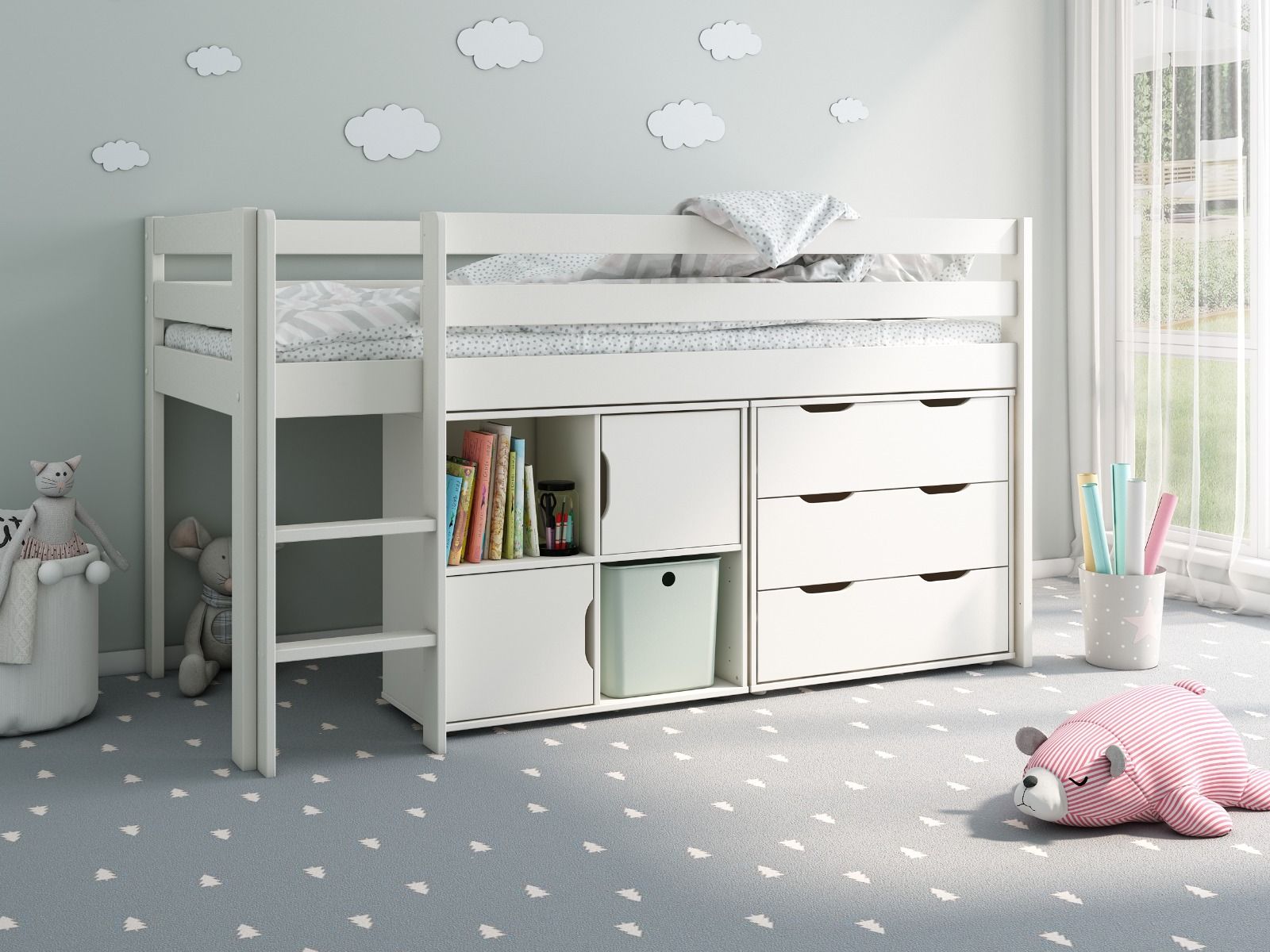Noomi Nora Wooden Mid Sleeper Bed Solid Wood (FSC-Certified)