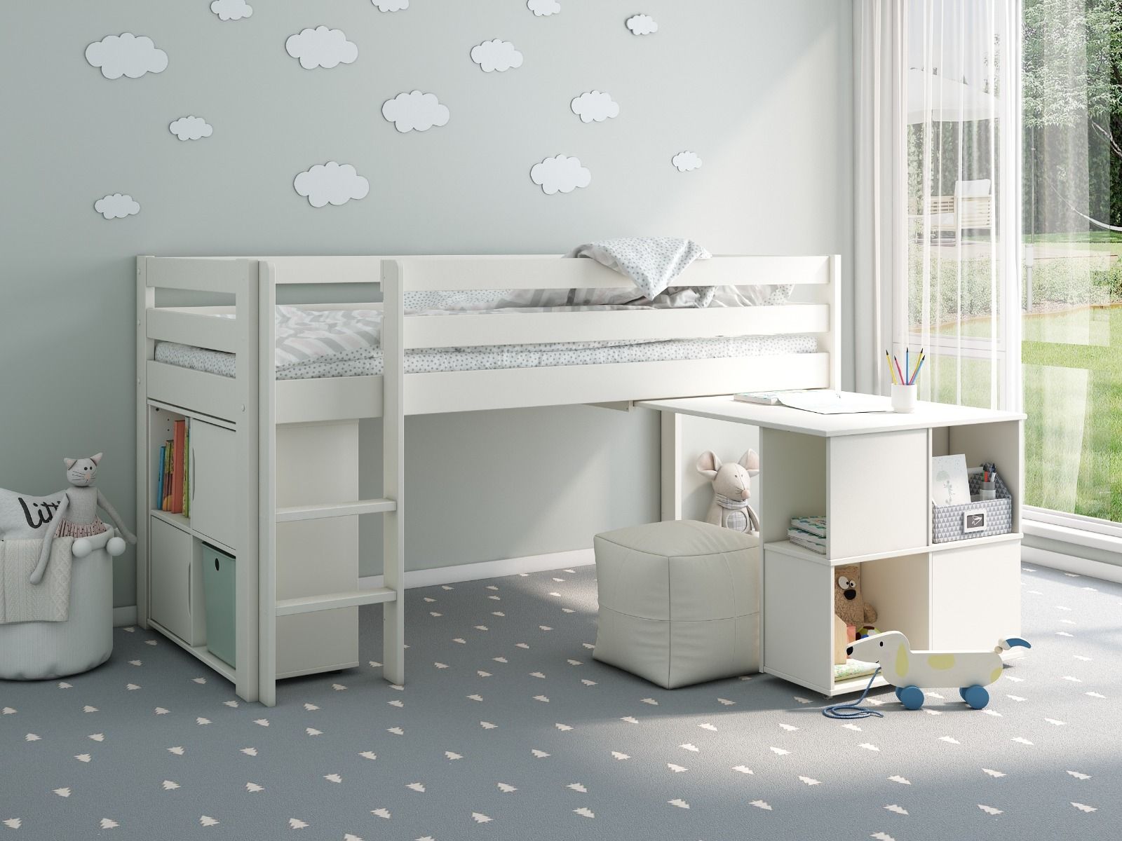 Noomi Nora Wooden Mid Sleeper Bed Solid Wood (FSC-Certified)