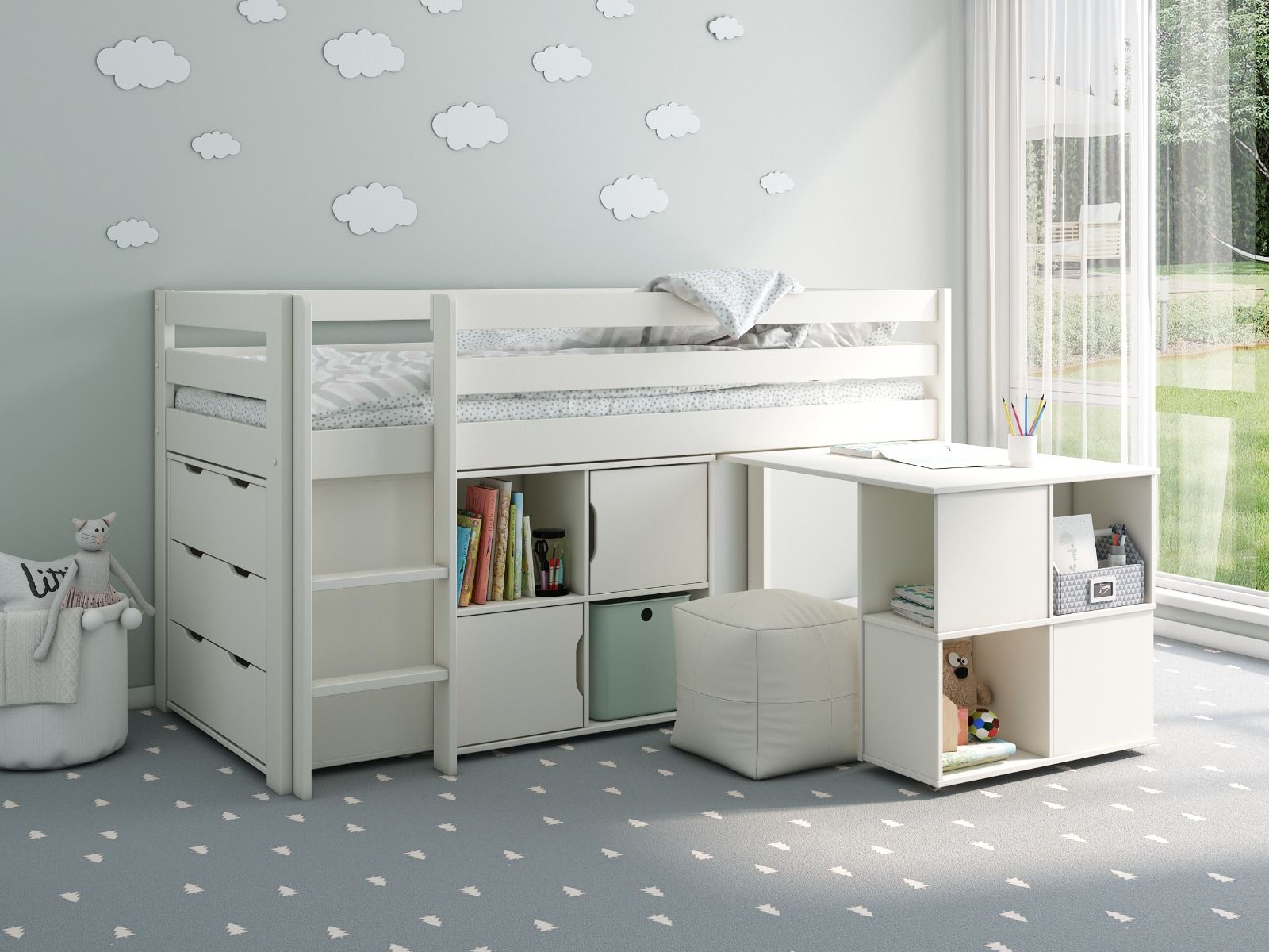 Noomi Nora Wooden Mid Sleeper Bed Solid Wood (FSC-Certified)