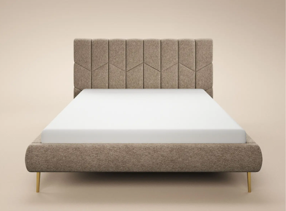 SOLACE+CO Isabela Chenille Upholstered Bed Frame with Chevron Headboard