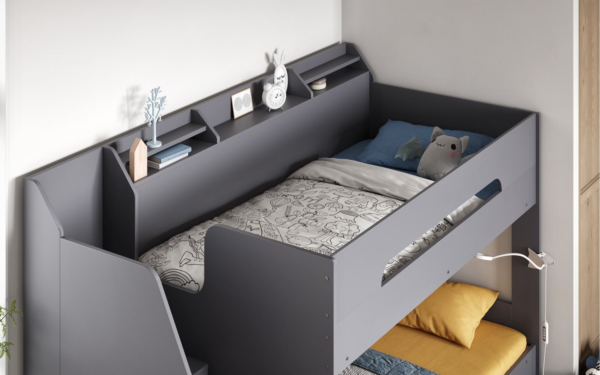 Flair Slick Staircase Triple Bunk Bed with Storage