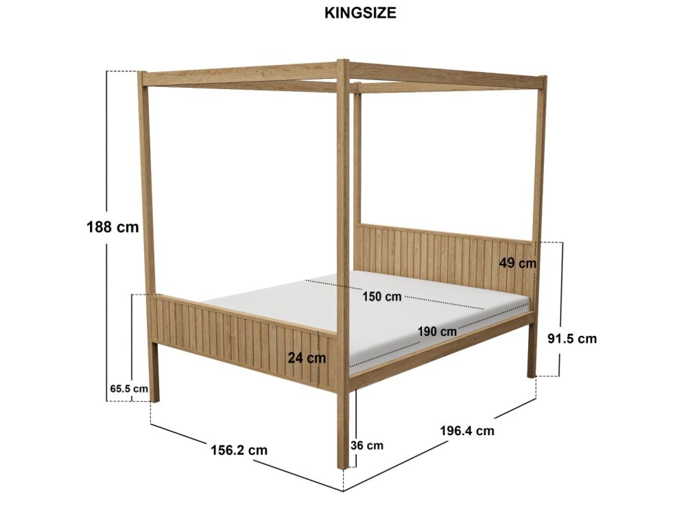 Flair Maddy 4 Poster Bed Frame Solid Pine Natural