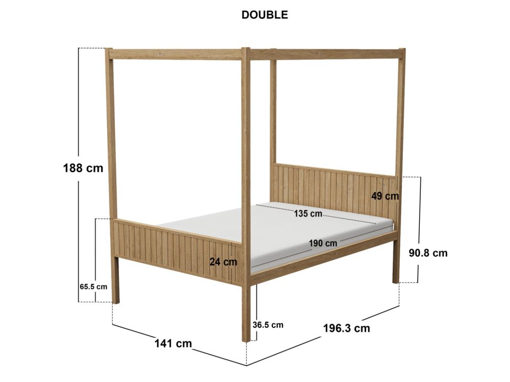 Flair Maddy 4 Poster Bed Frame Solid Pine Natural