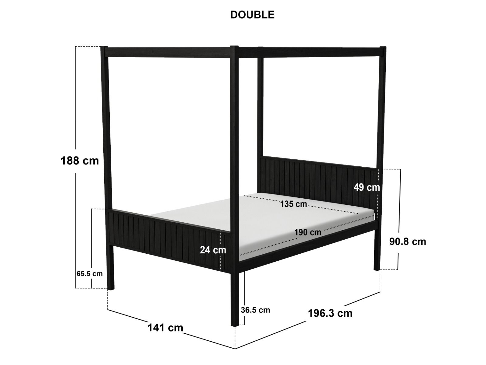 Flair Maddy 4 Poster Bed Frame Solid Pine Black