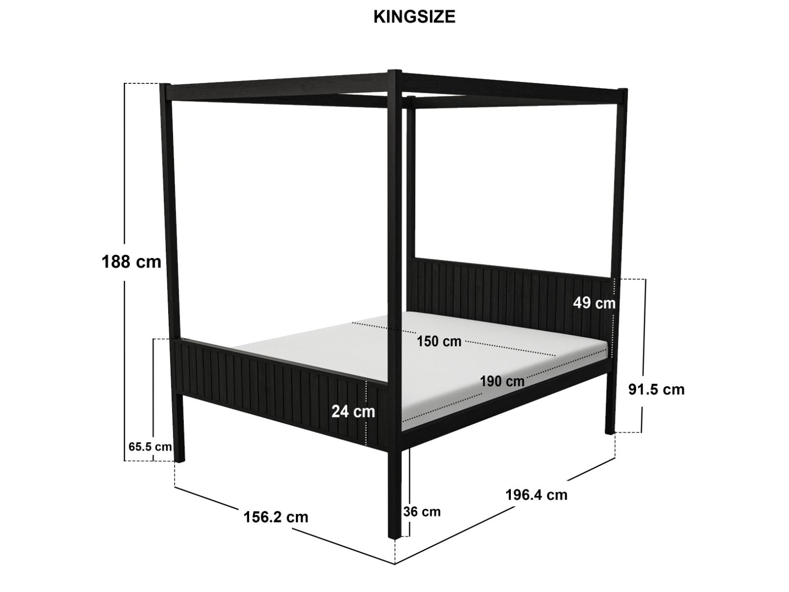 Flair Maddy 4 Poster Bed Frame Solid Pine Black