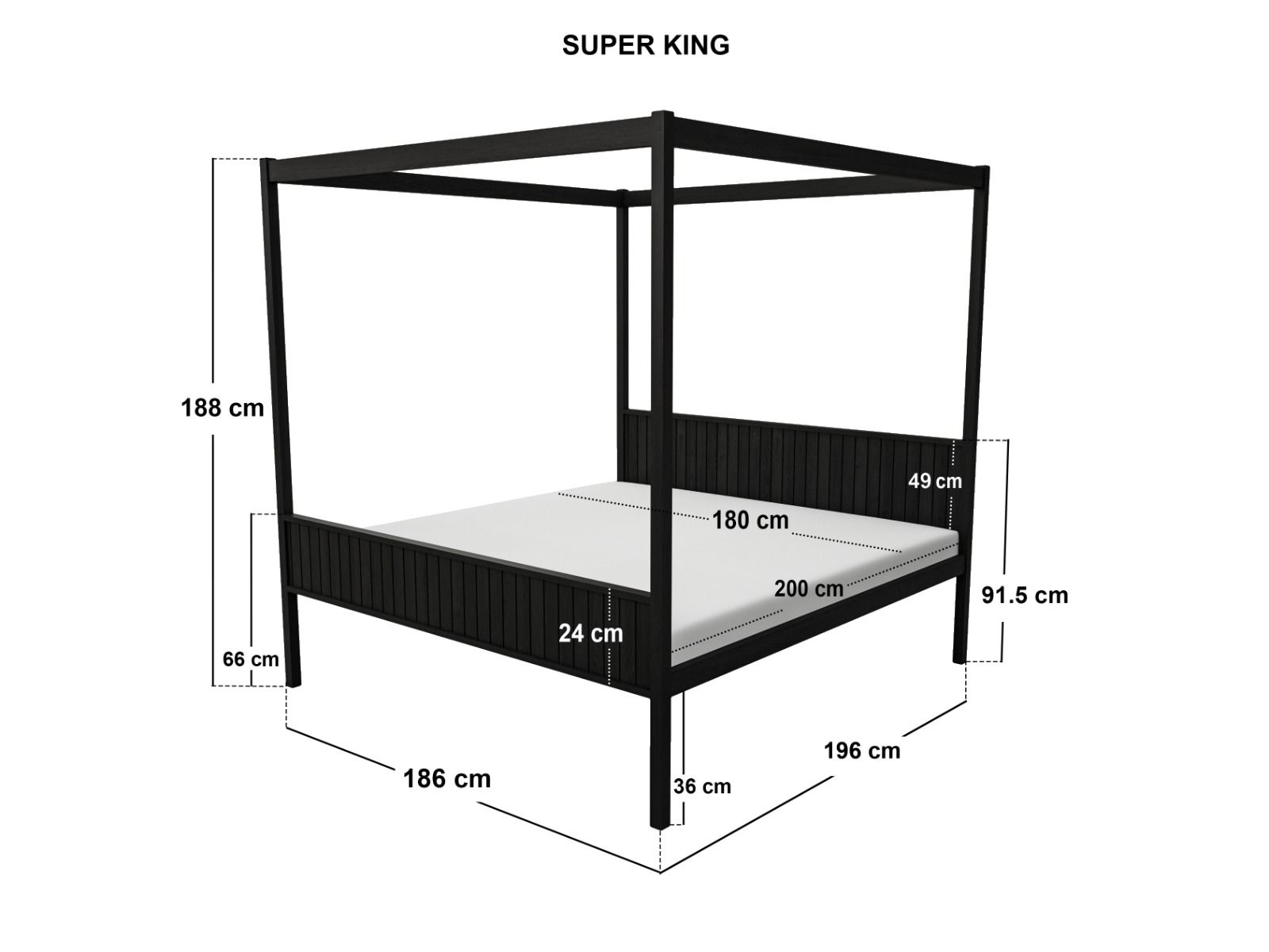 Flair Maddy 4 Poster Bed Frame Solid Pine Black