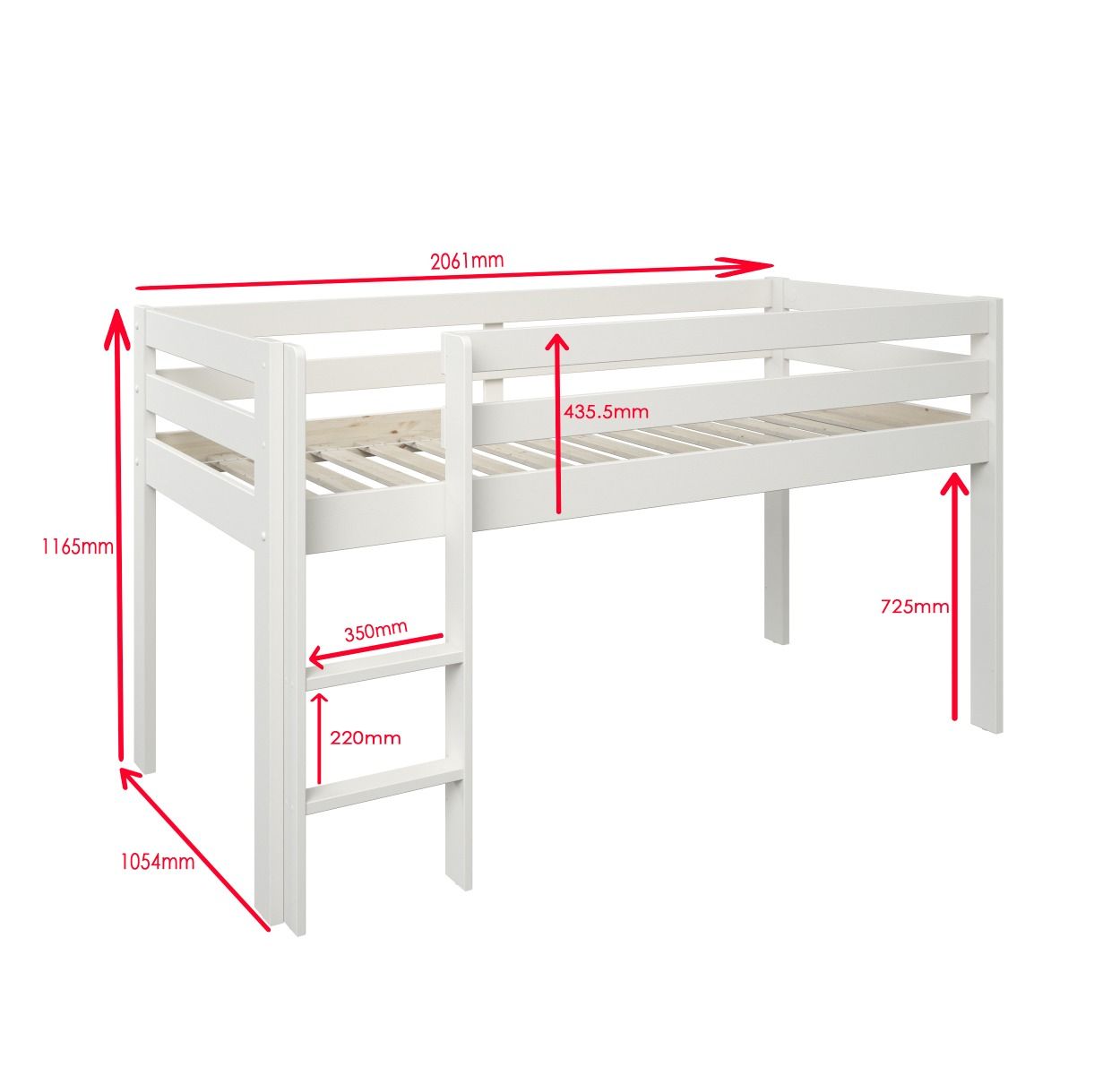 Noomi Nora Workstation Mid Sleeper Bed Solid Wood (FSC-Certified)