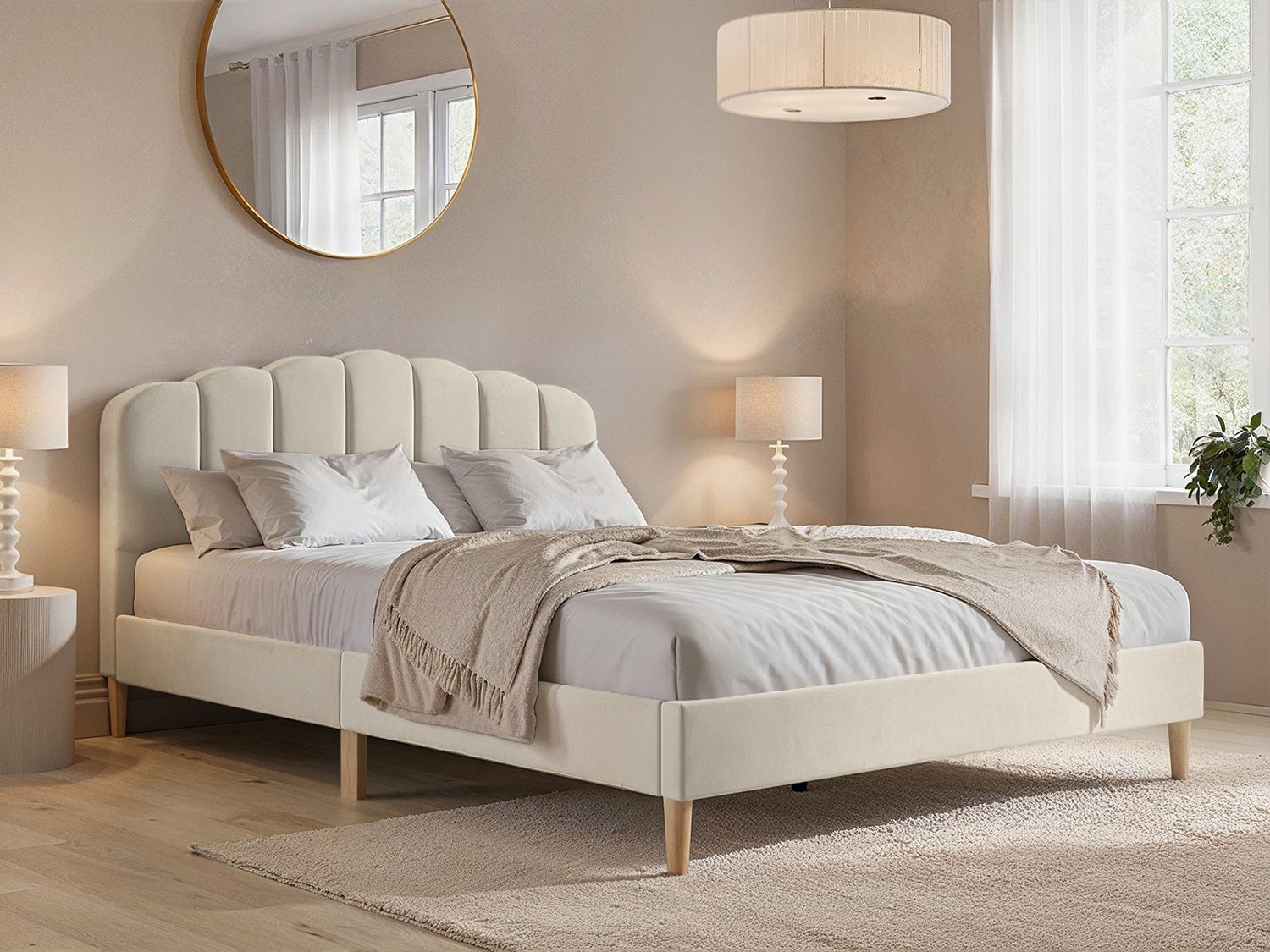 Flair Scallop Velvet Bed Frame