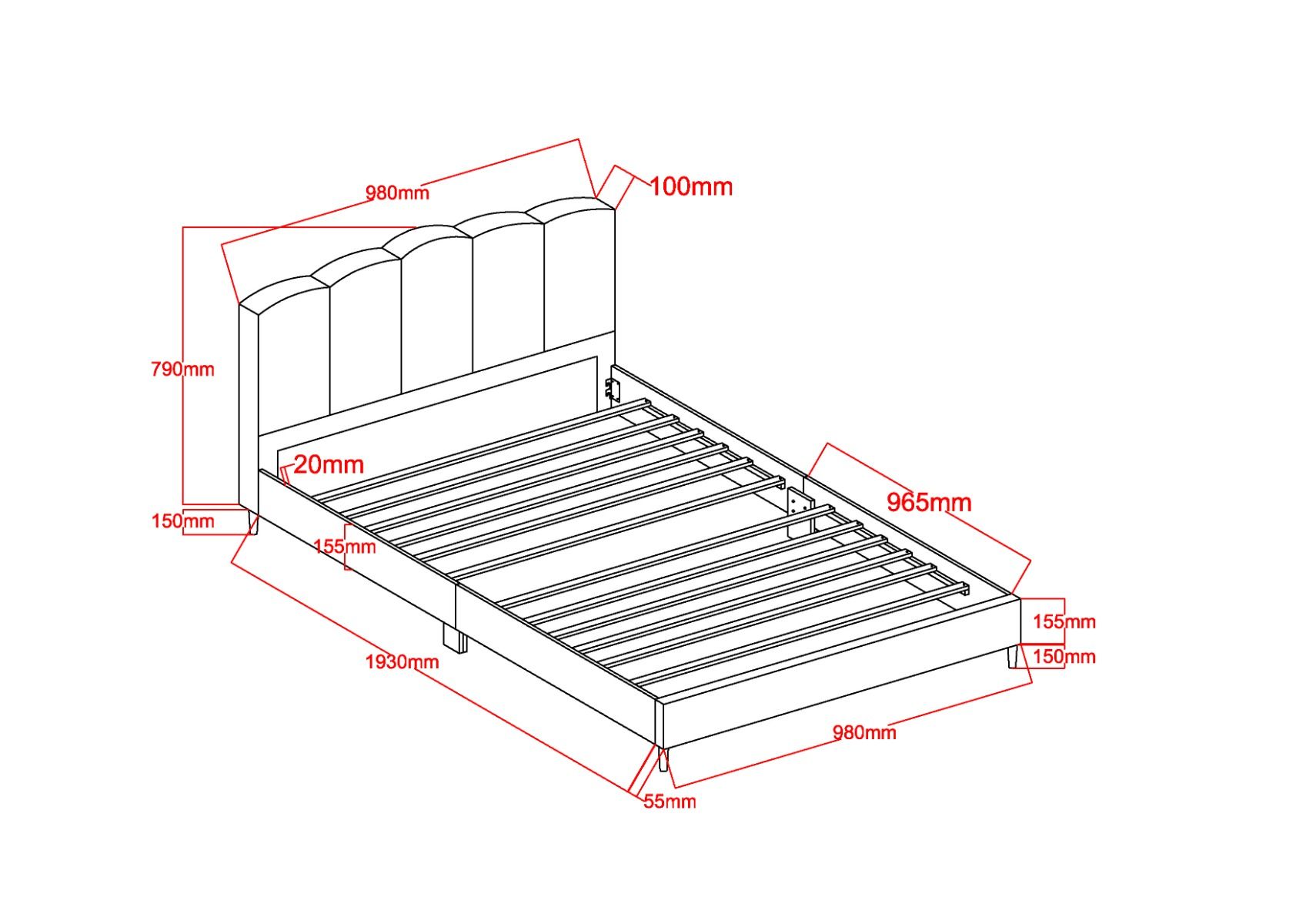 Flair Scallop Velvet Bed Frame