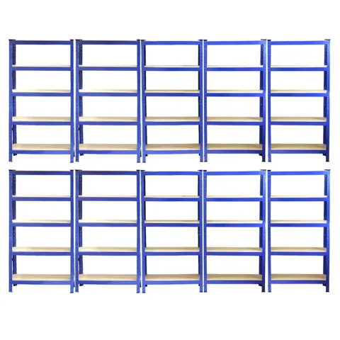 Monster Racking T-Rax Heavy Duty Shelving Units, Blue, 75cm W, 30cm D, Set of 10