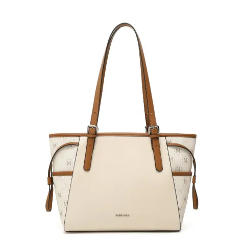 Miss Lulu Monogram Tote Bag, Beige and Brown