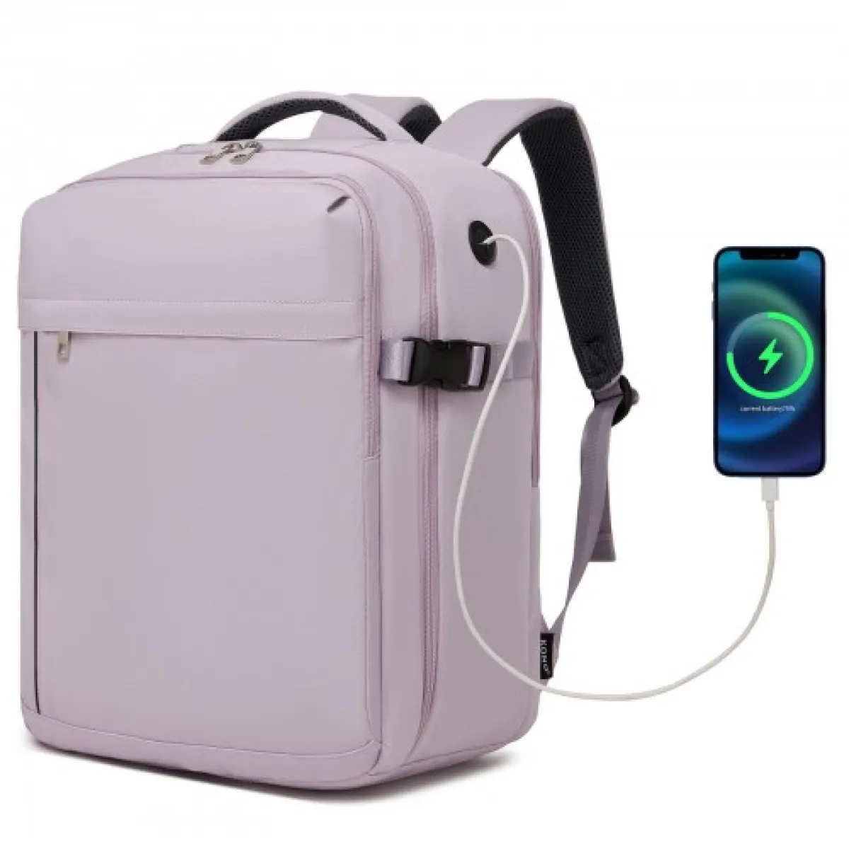 Kono Spacious and Organised Personal-Item Backpack (40×30×20) with 15.6" Laptop Sleeve, Clamshell Main - Purple