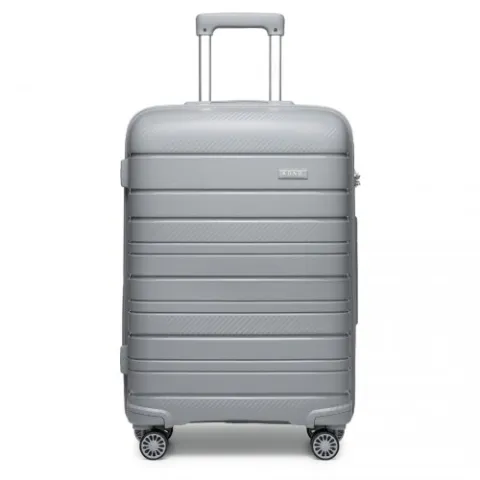 Kono 24 Inch Multi Texture Hard Shell PP Suitcase - Classic Collection - Grey