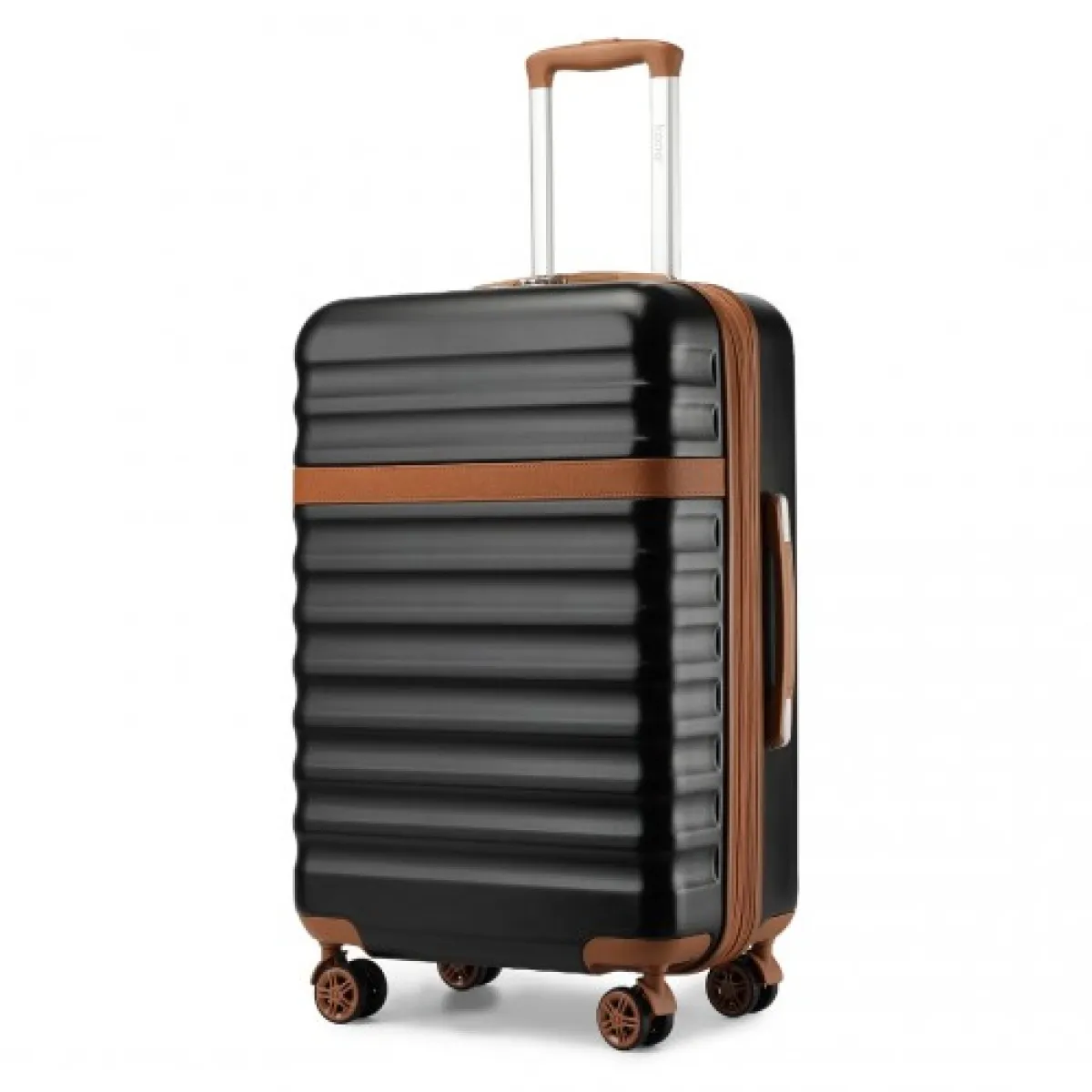 Kono 24 Inch Expandable Lightweight Hard Shell ABS+PC Check-In Suitcase with TSA Lock Ideal for Extended Trips and Secure Travel - Black And Brown