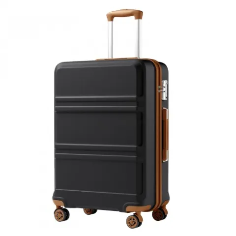 Kono 24 Inch ABS+PC Hard Shell Suitcase, TSA Lock YKK Zipper 360° Spinner Wheels Medium Checked Luggage - Black And Brown